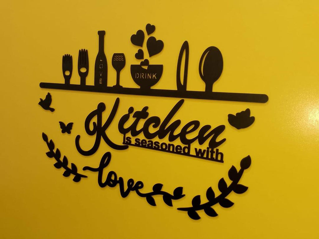 3D Kitchen Wall Art Black Laser Cut Decor