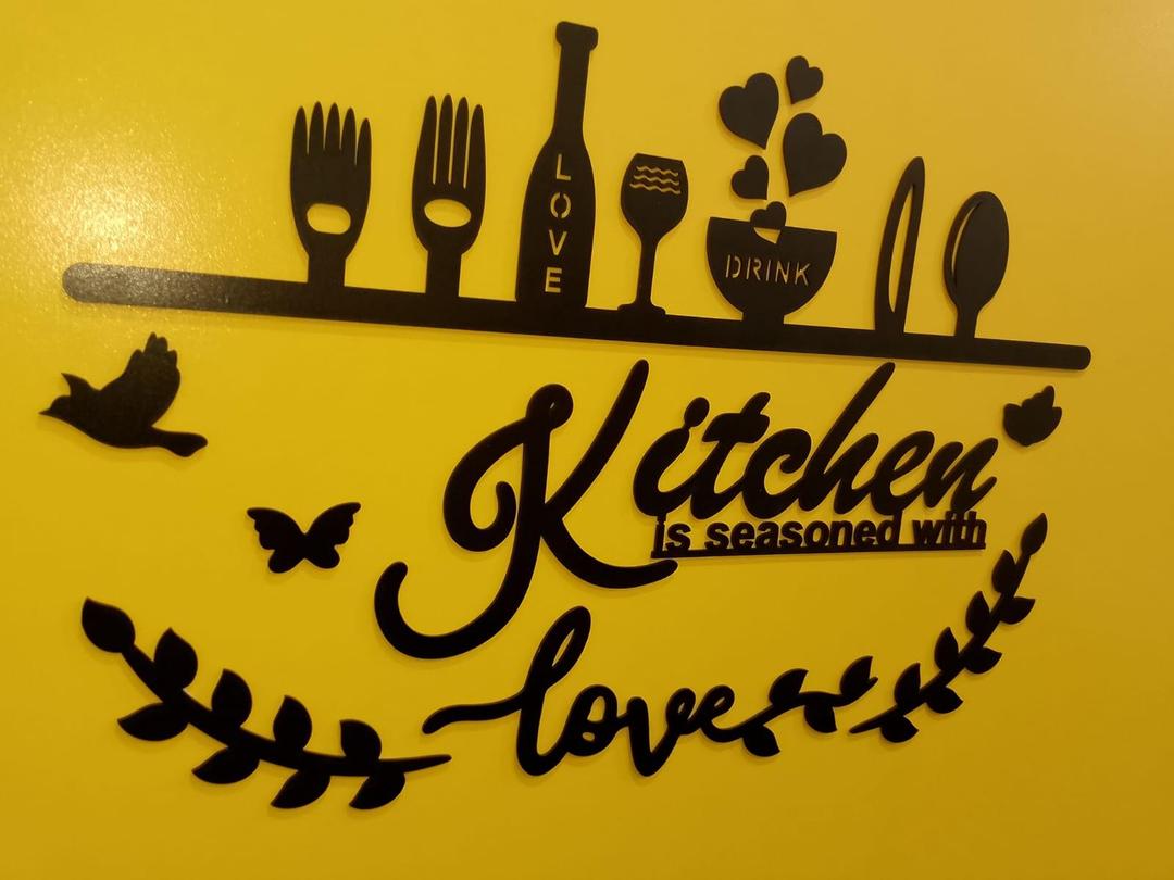 3D Kitchen Wall Art Black Laser Cut Decor