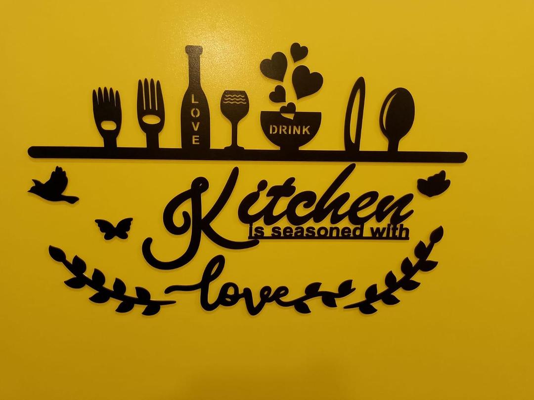 3D Kitchen Wall Art Black Laser Cut Decor
