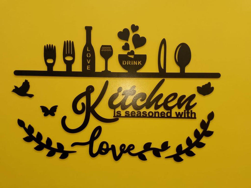 3D Kitchen Wall Art Black Laser Cut Decor
