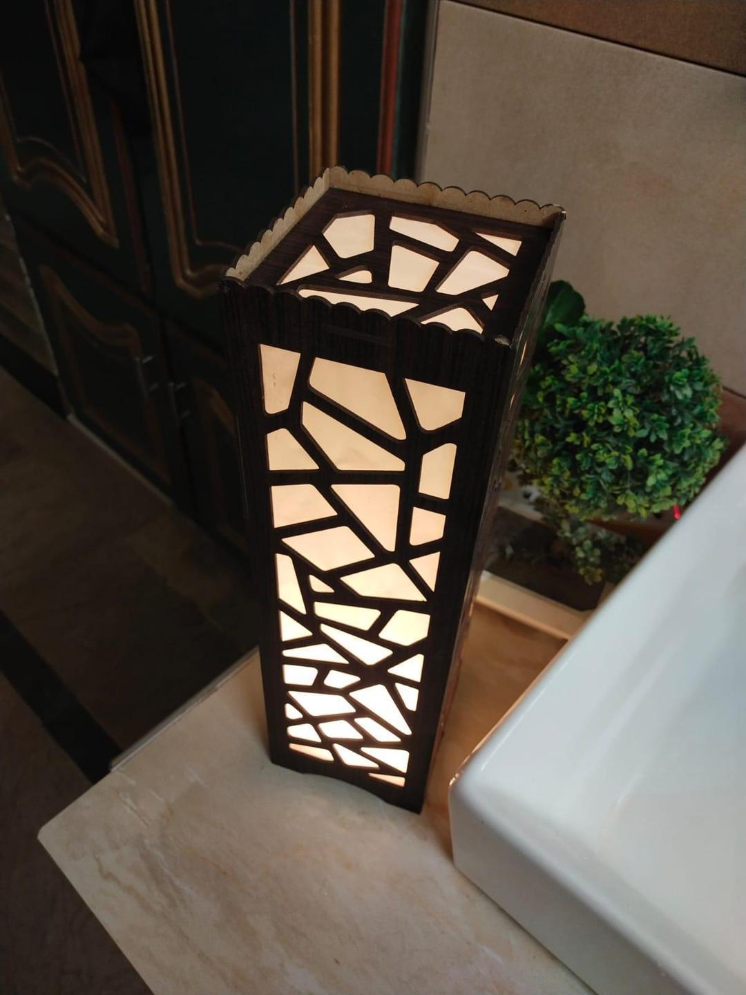 Wooden Night Lamp with Geometric Pattern for Home Office Bedroom