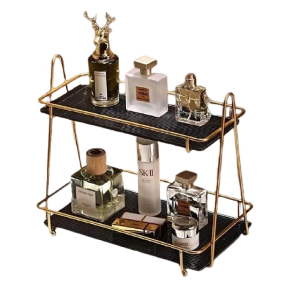 Metal Makeup Organizer Black White 11.5x5 Inch