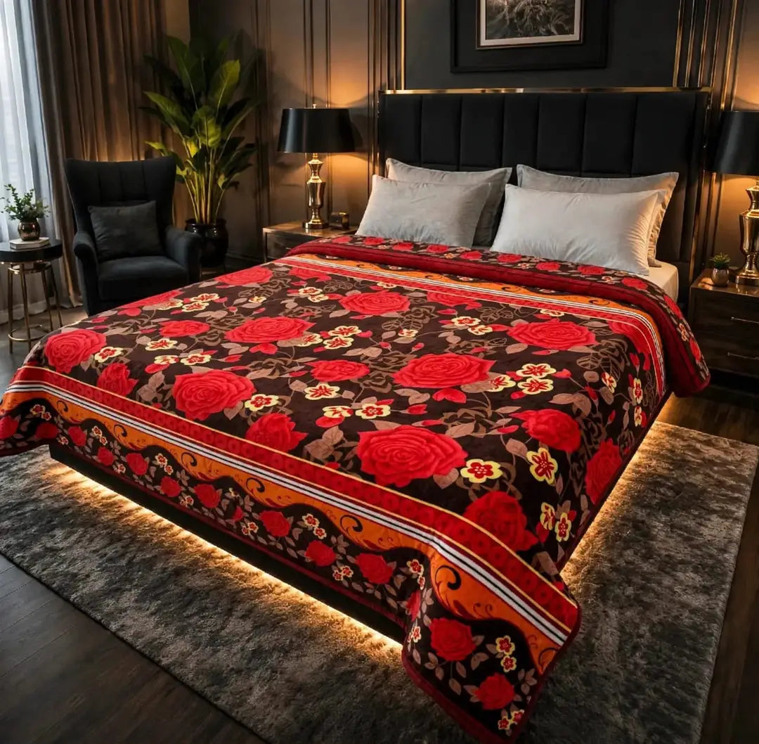 Stylish Fleece Printed Double Bed Blanket