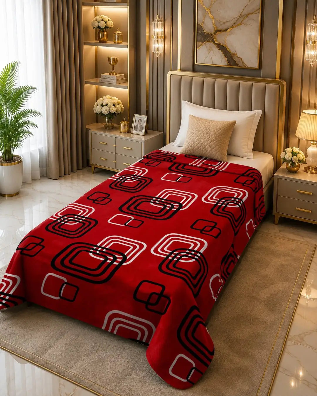 Stylish Fleece Printed Single Bed Blanket