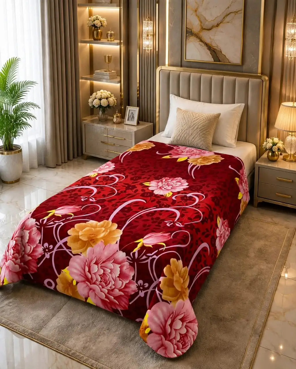 Stylish Fleece Printed Single Bed Blanket