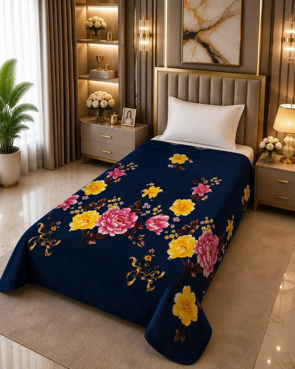 Stylish Fleece Printed Single Bed Blanket
