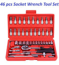 46-Piece Socket Wrench Tool Set Stainless Steel Red Case