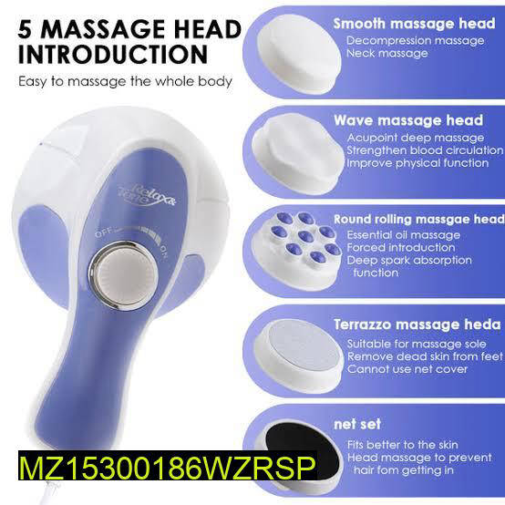Portable Mini Electric Body Massager with 5 Attachments & 2500RPM
