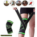 Knee Support Bandage Nylon Rubber Green Black Adjustable Sports Use