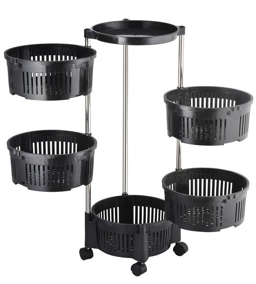 5-Tier Rotating Fruit Basket Black Kitchen Storage